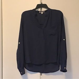 Papaya Long Sleeve, Navy Blue Blouse with 3/4 Sleeve Option, Sz M